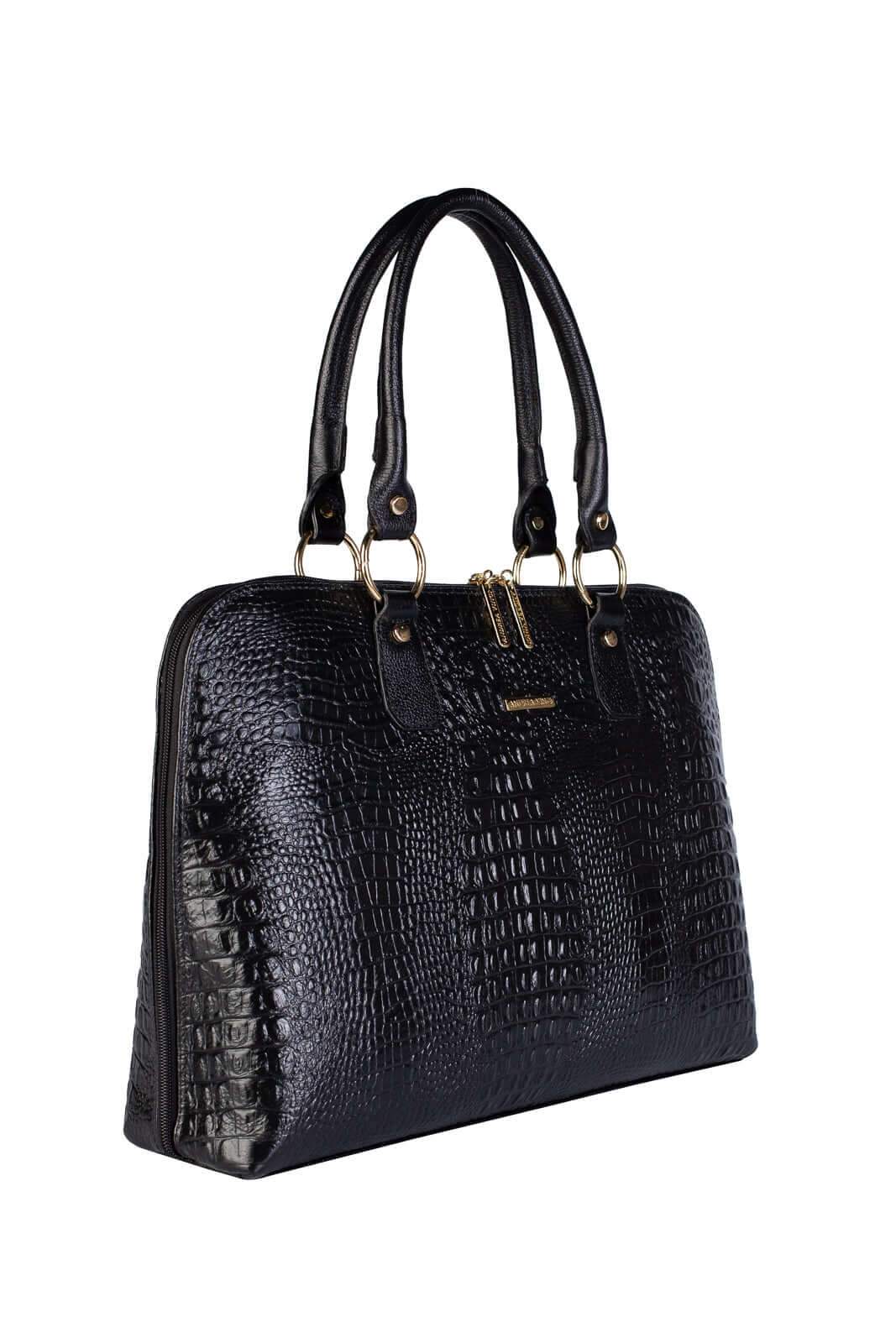 Pasta grande em couro croco Izabela - Enluaze