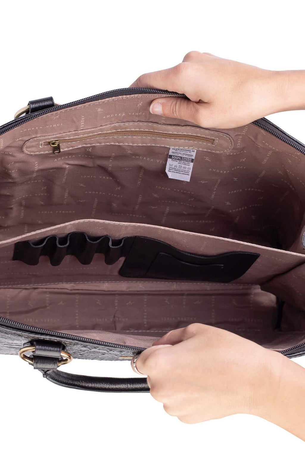 Pasta grande em couro liso Izabela - Enluaze