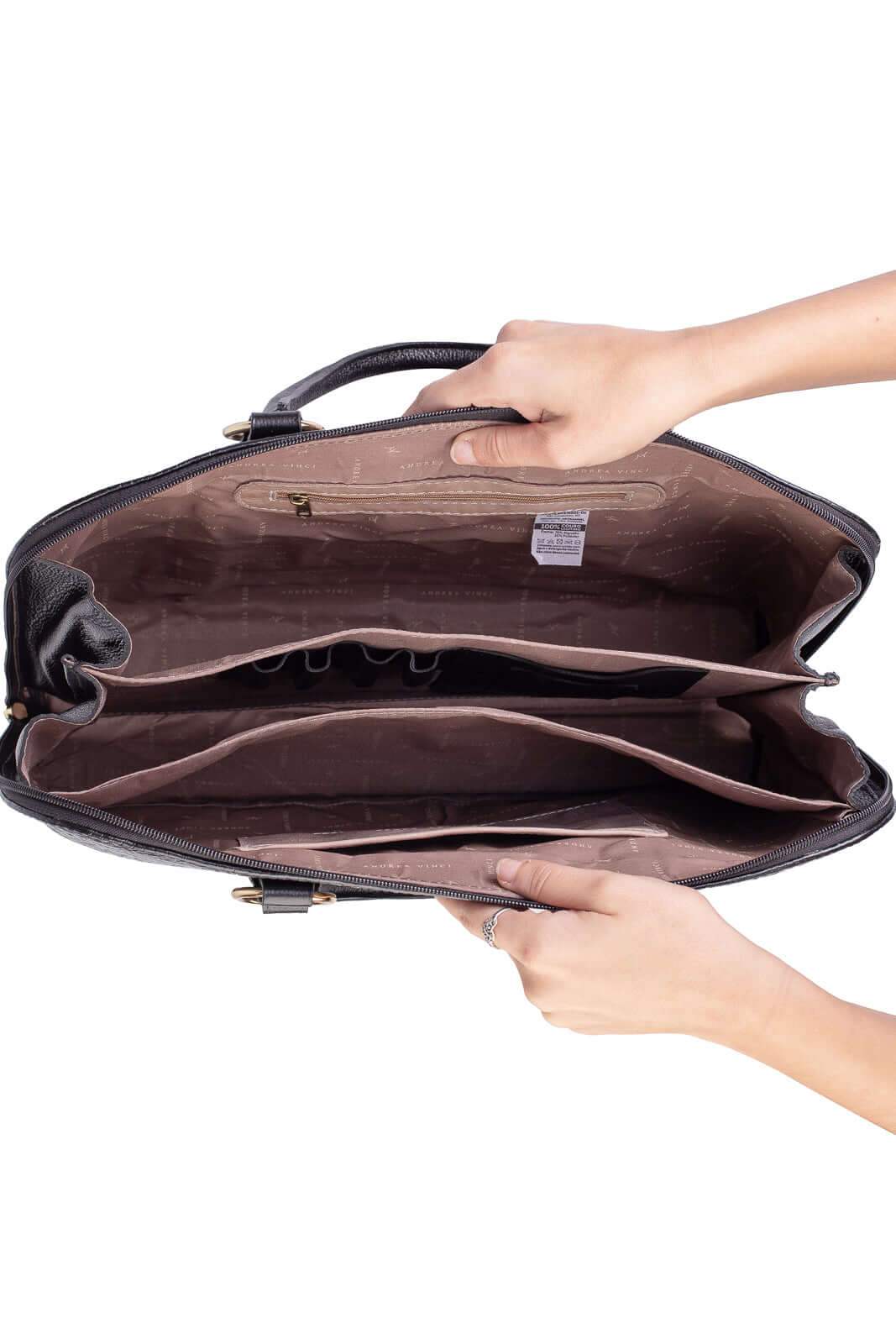 Pasta grande em couro liso Izabela - Enluaze