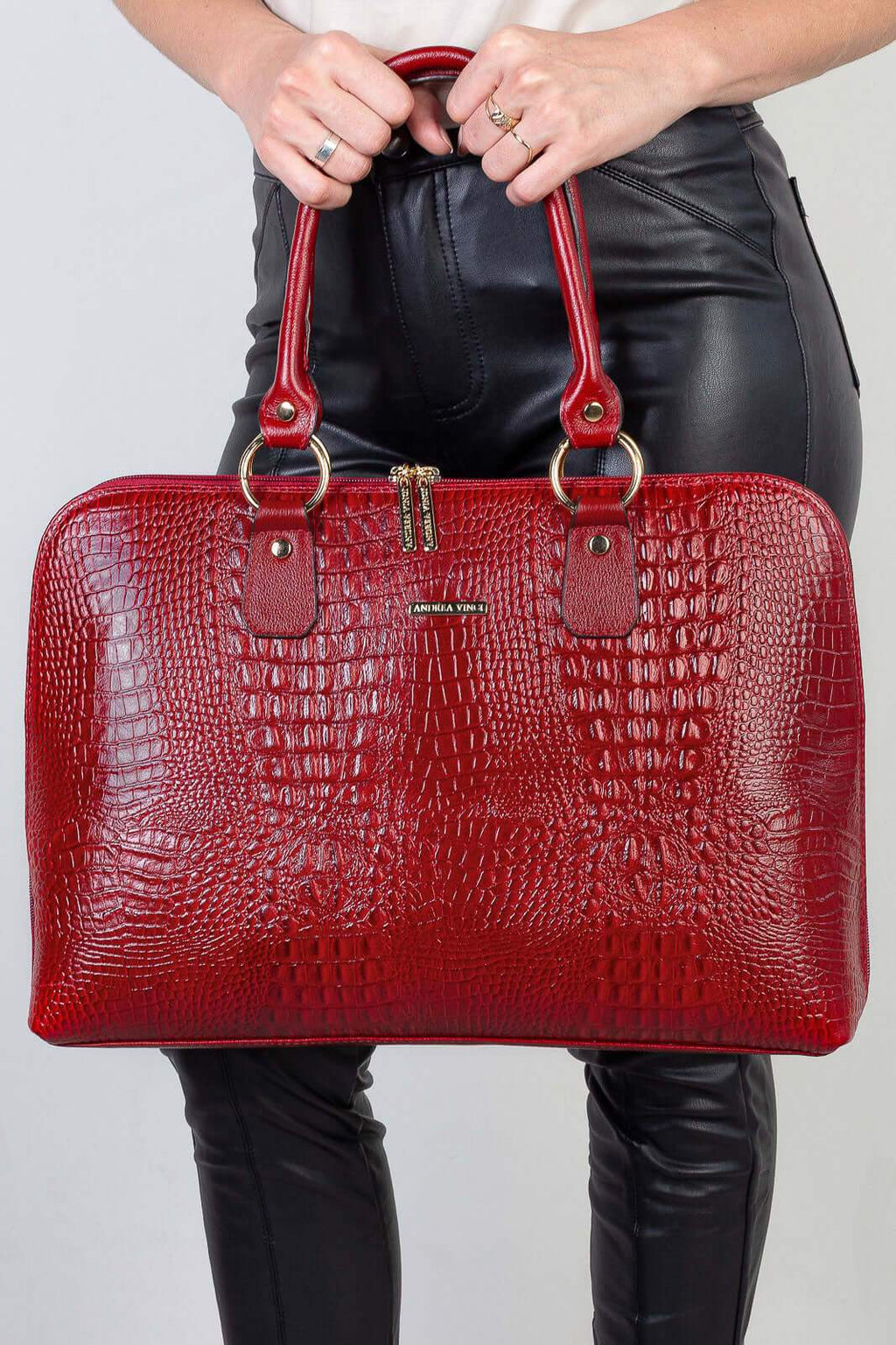 Pasta grande em couro croco Izabela - Enluaze