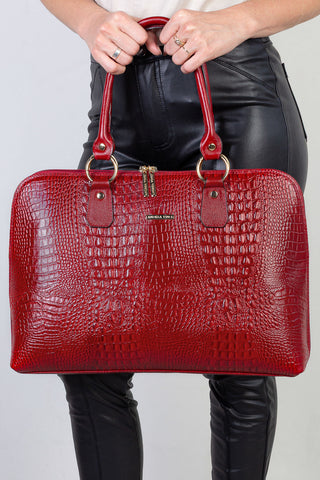 Pasta grande em couro croco Izabela