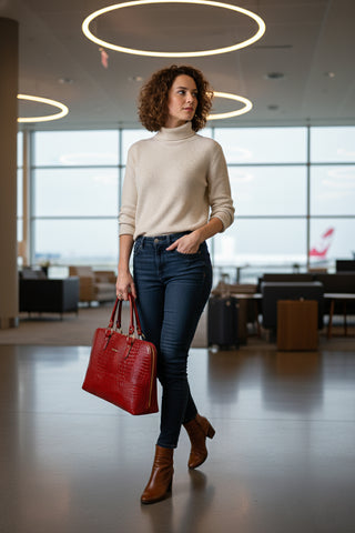 Pasta grande em couro croco Izabela