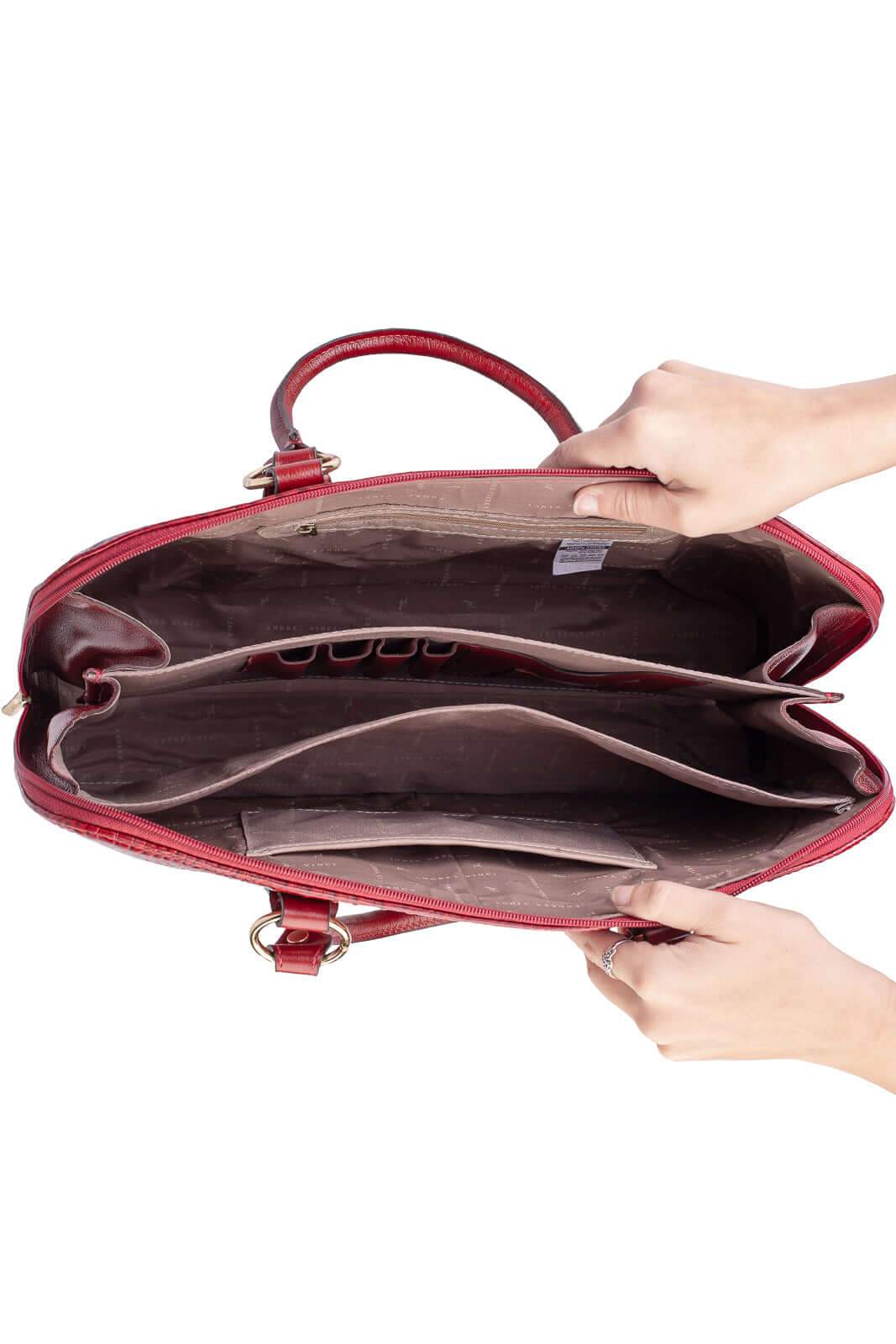 Pasta grande em couro croco Izabela - Enluaze