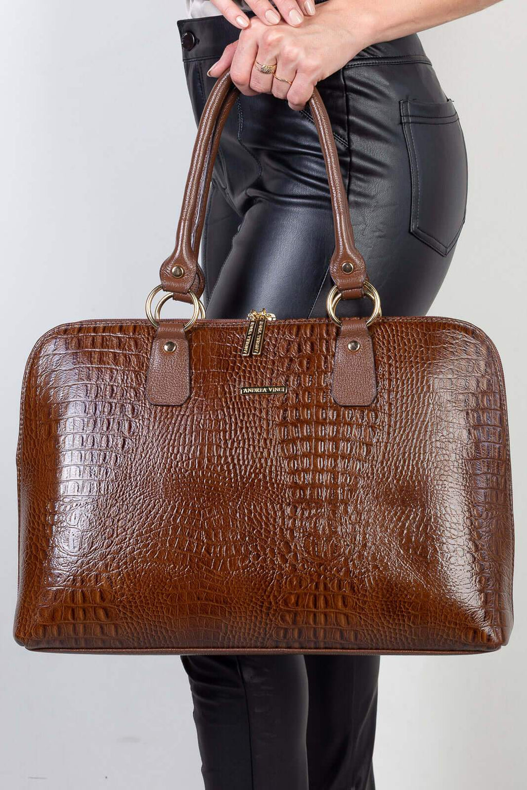 Pasta grande em couro croco Izabela - Enluaze