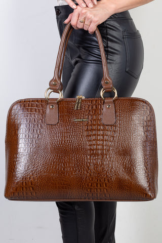 Pasta grande em couro croco Izabela