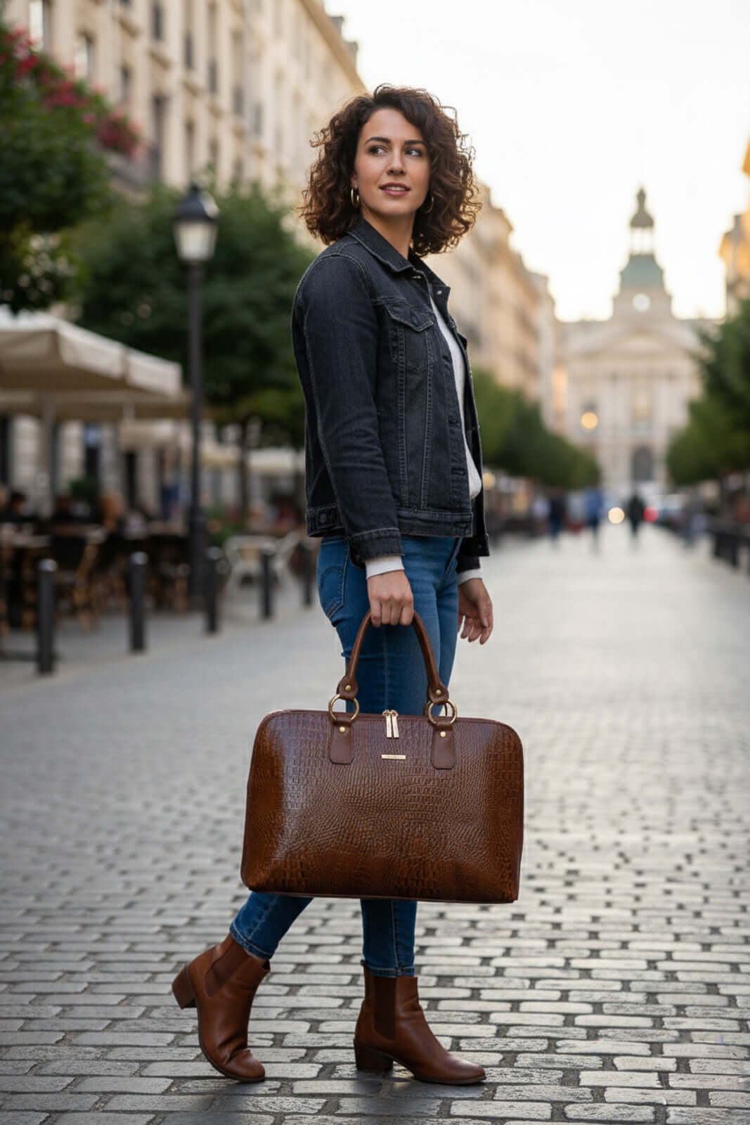 Pasta grande em couro croco Izabela - Enluaze - Bolsas, Mochilas e Acessórios em Couro Legítimo