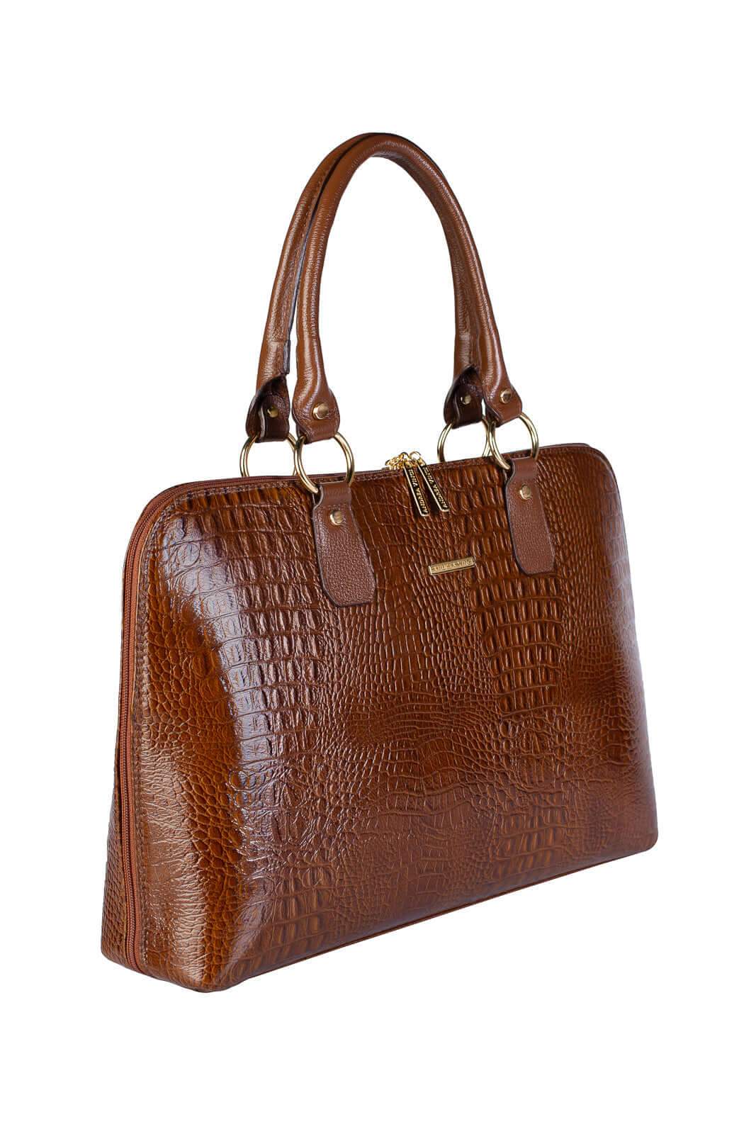 Pasta grande em couro croco Izabela - Enluaze