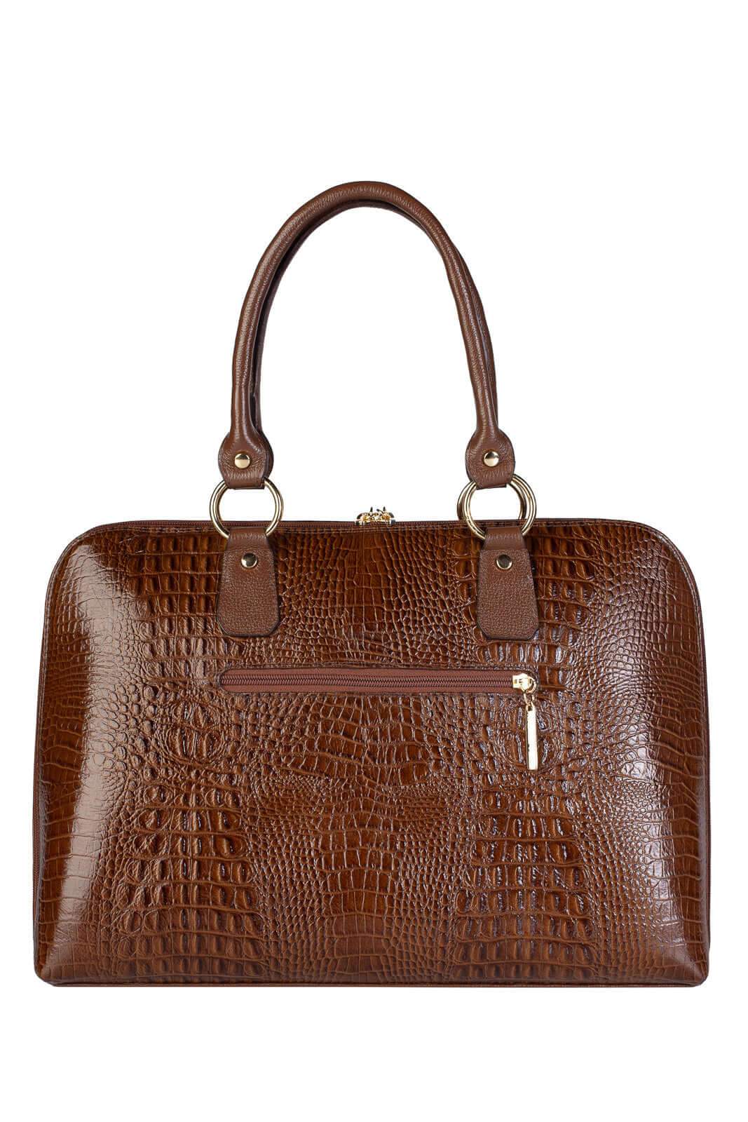 Pasta grande em couro croco Izabela - Enluaze