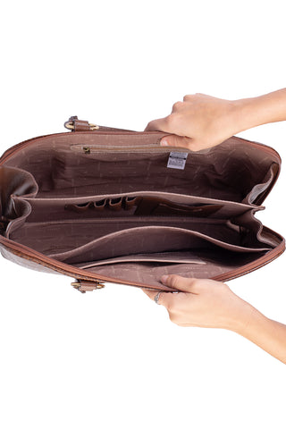 Pasta grande em couro croco Izabela