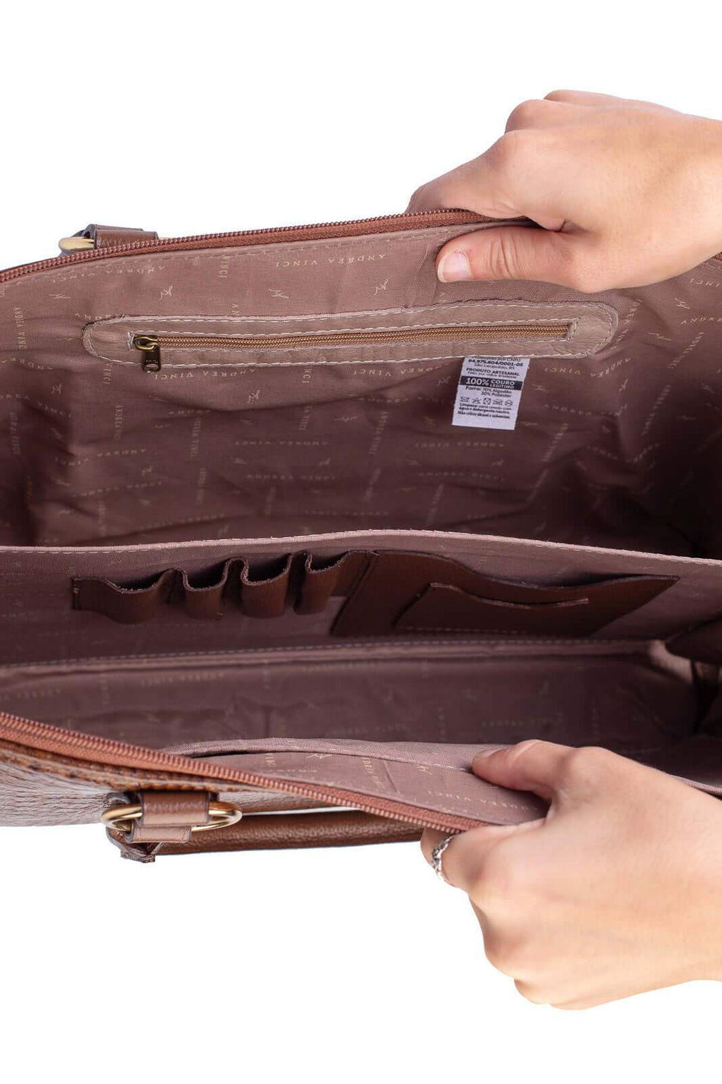 Pasta grande em couro liso Izabela - Enluaze