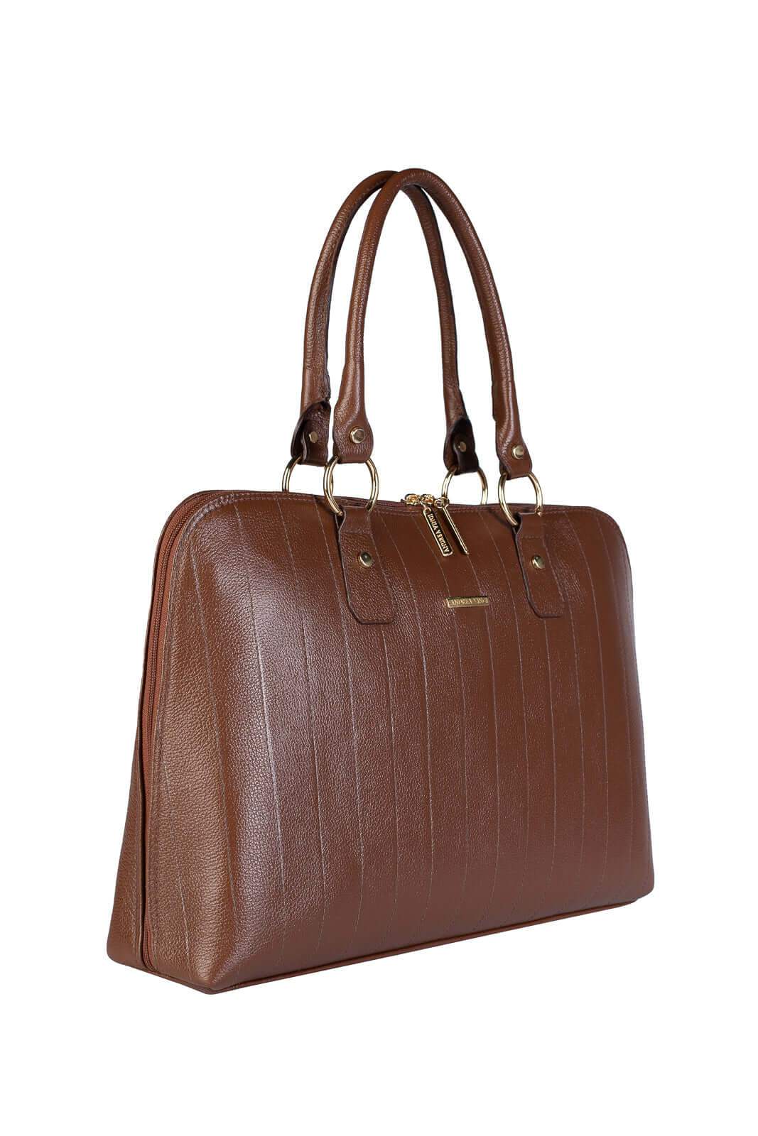 Pasta grande em couro liso Izabela - Enluaze