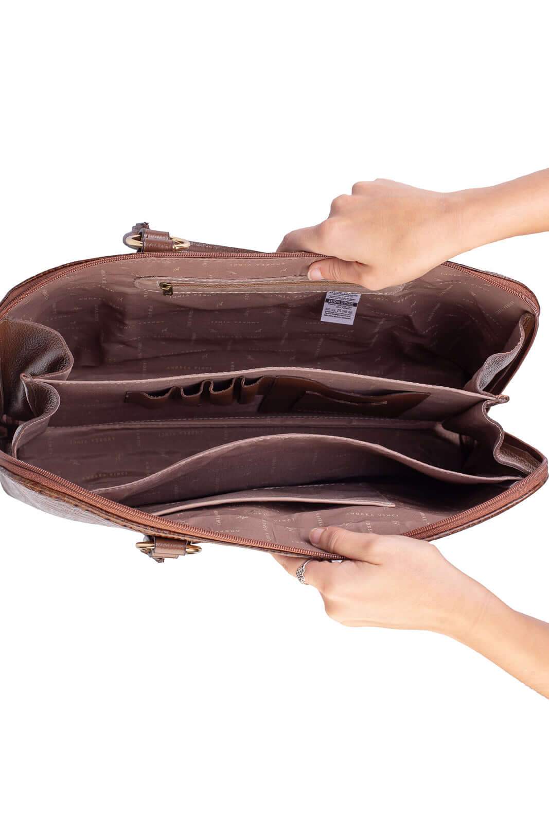 Pasta grande em couro liso Izabela - Enluaze