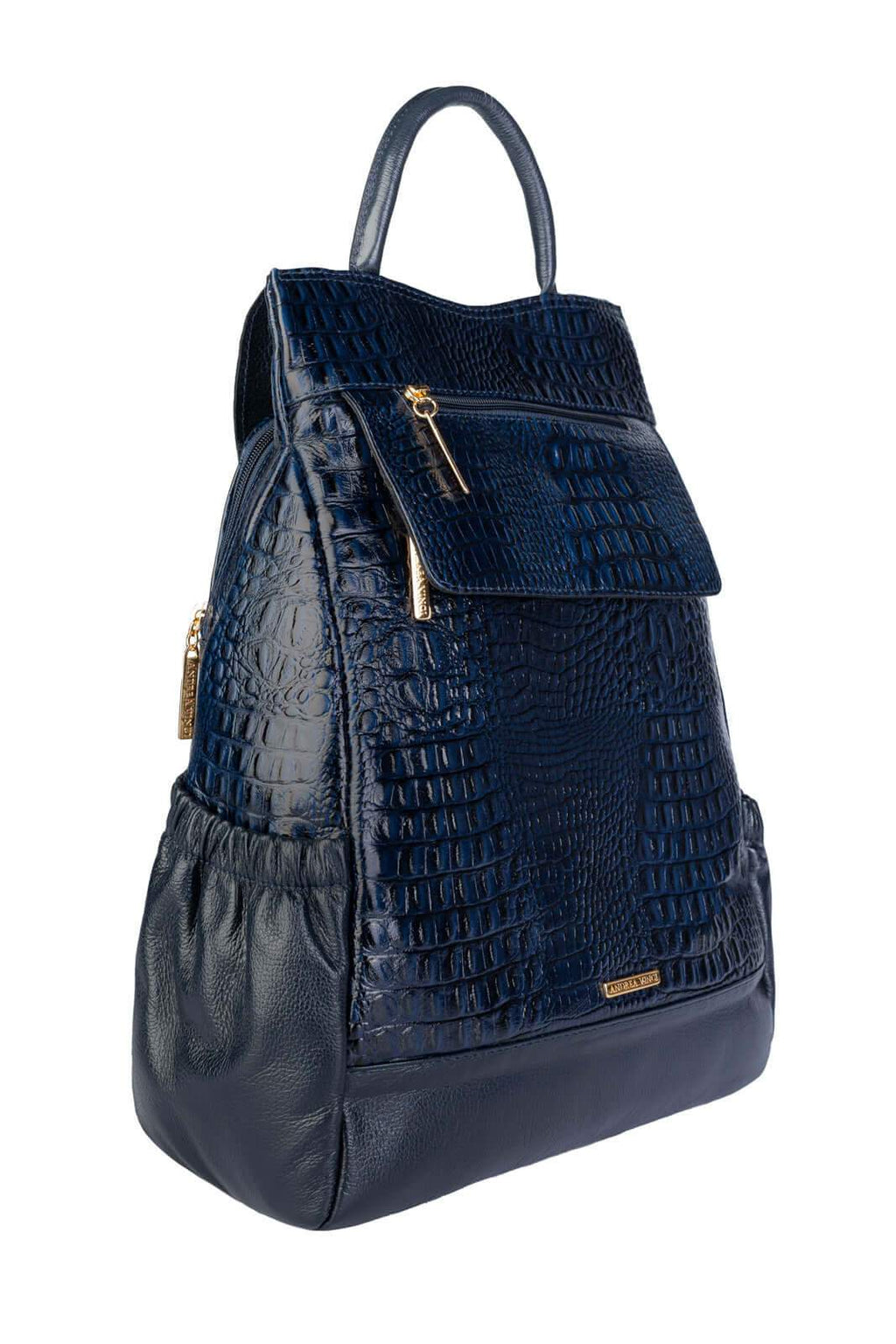 Mochila antifurto de couro croco Suelen - Enluaze