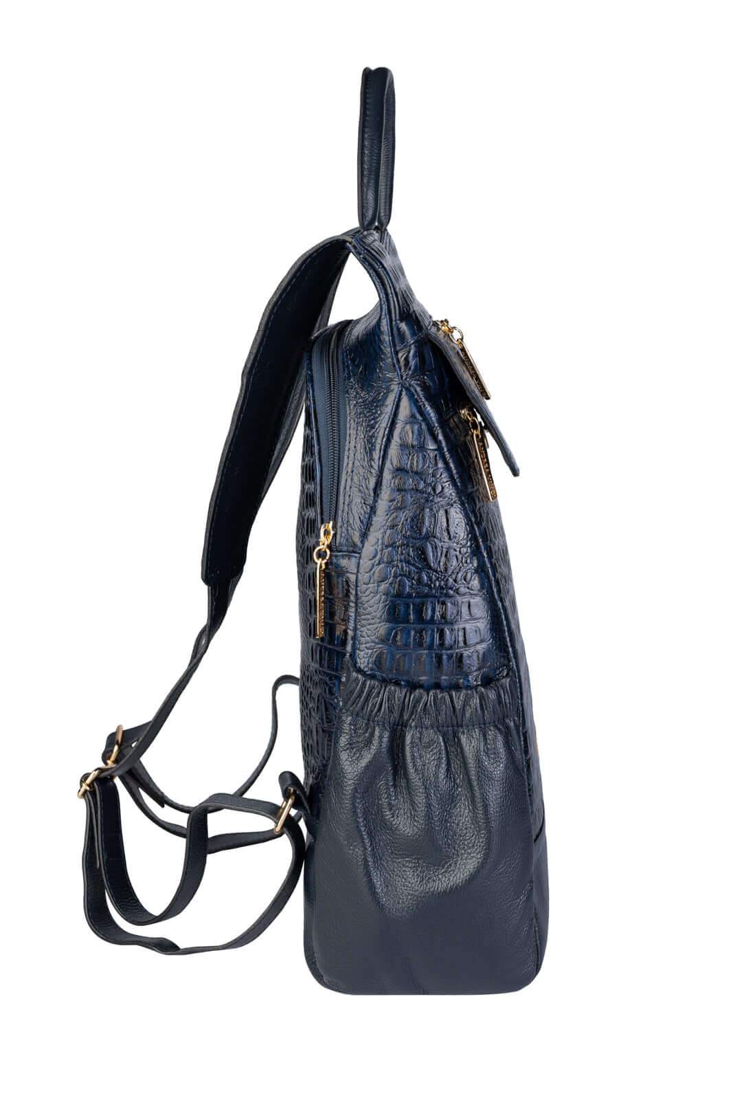 Mochila antifurto de couro croco Suelen - Enluaze