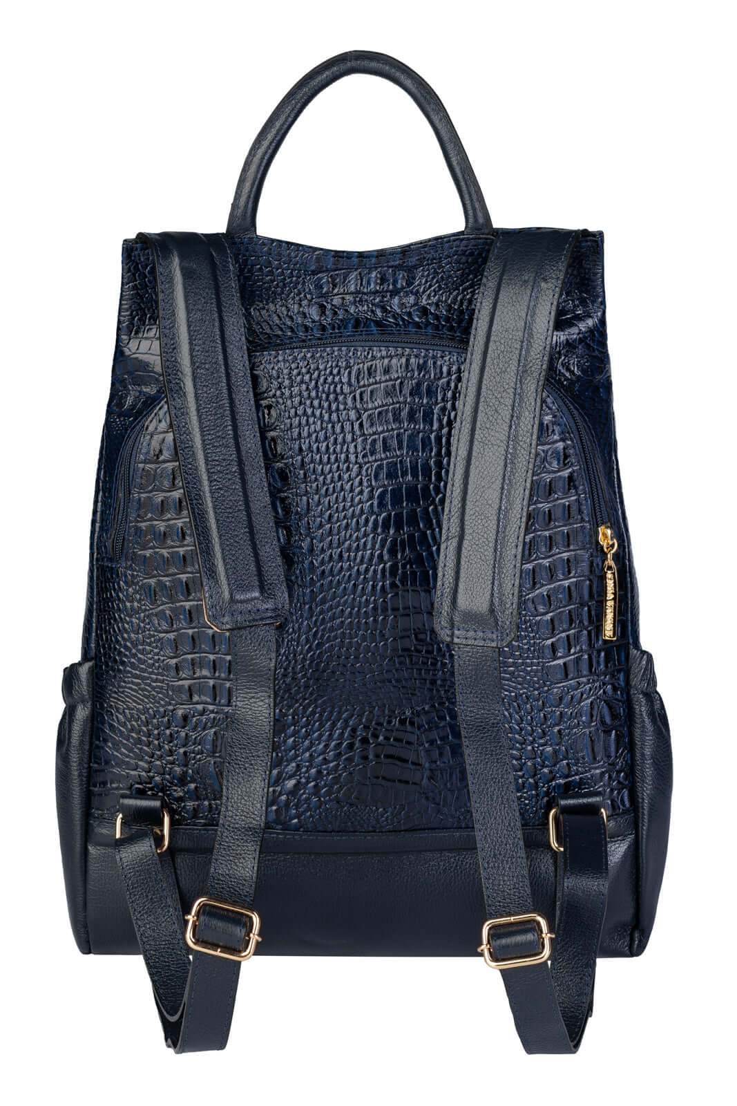 Mochila antifurto de couro croco Suelen - Enluaze