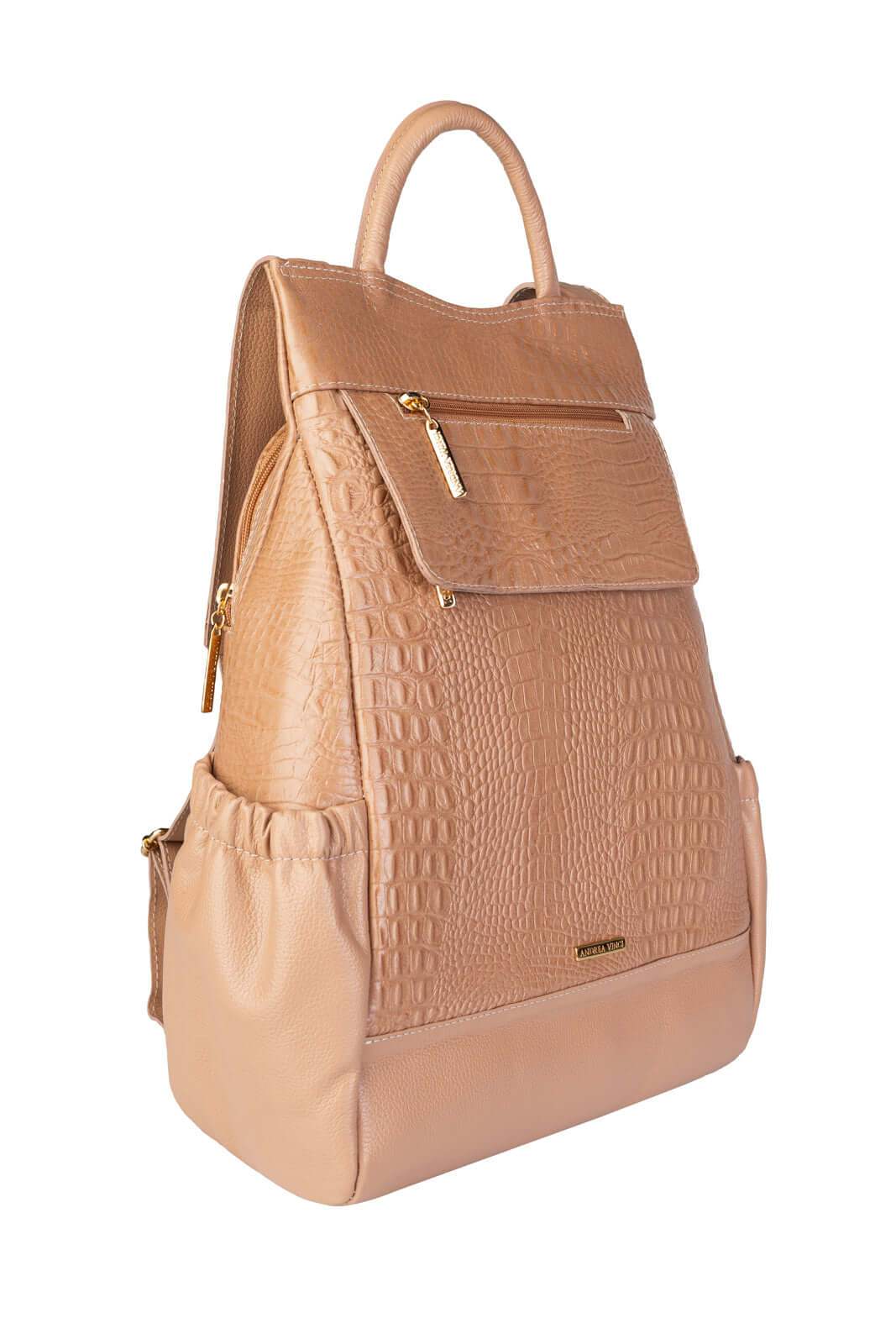 Mochila antifurto de couro croco Suelen - Enluaze