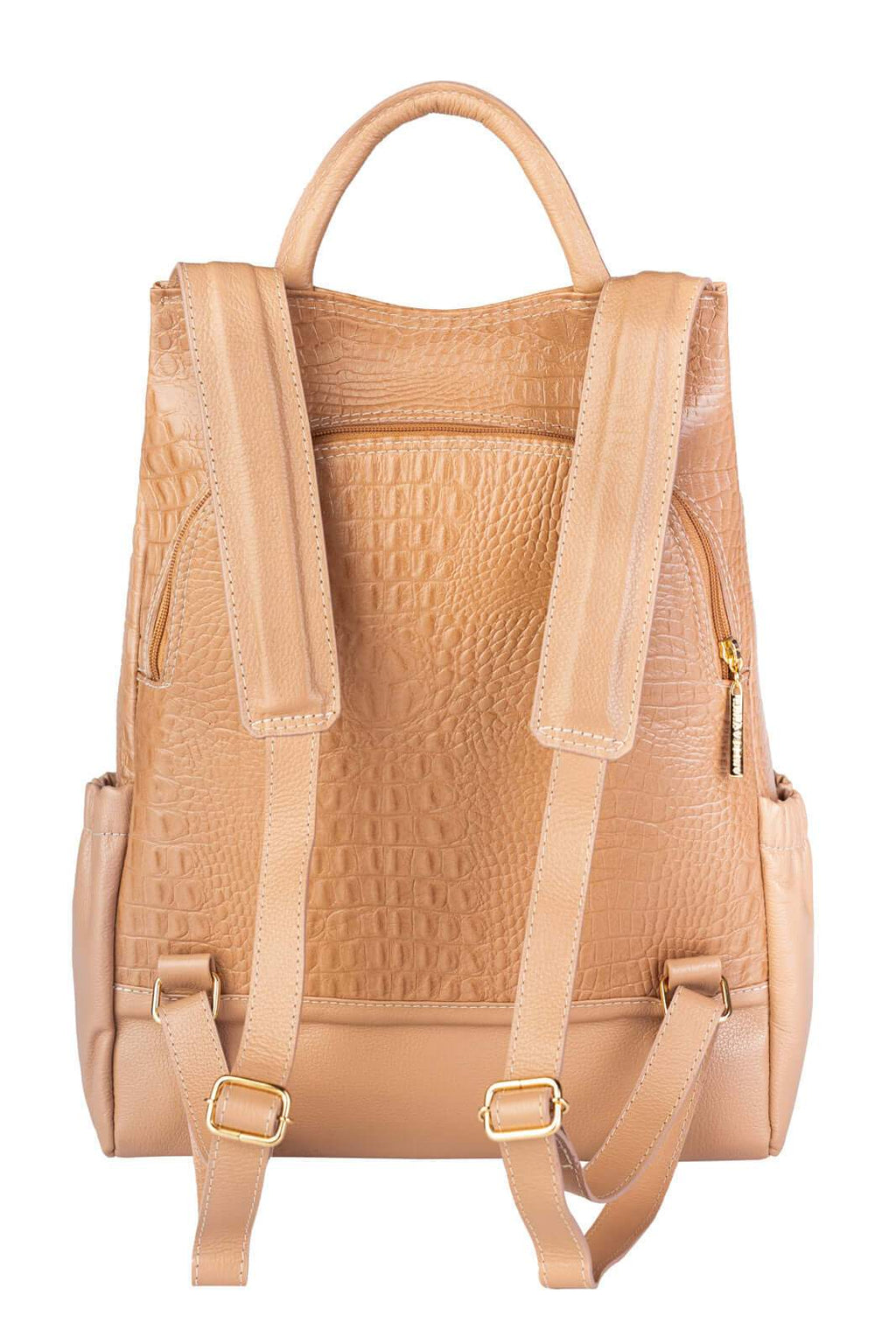 Mochila antifurto de couro croco Suelen - Enluaze