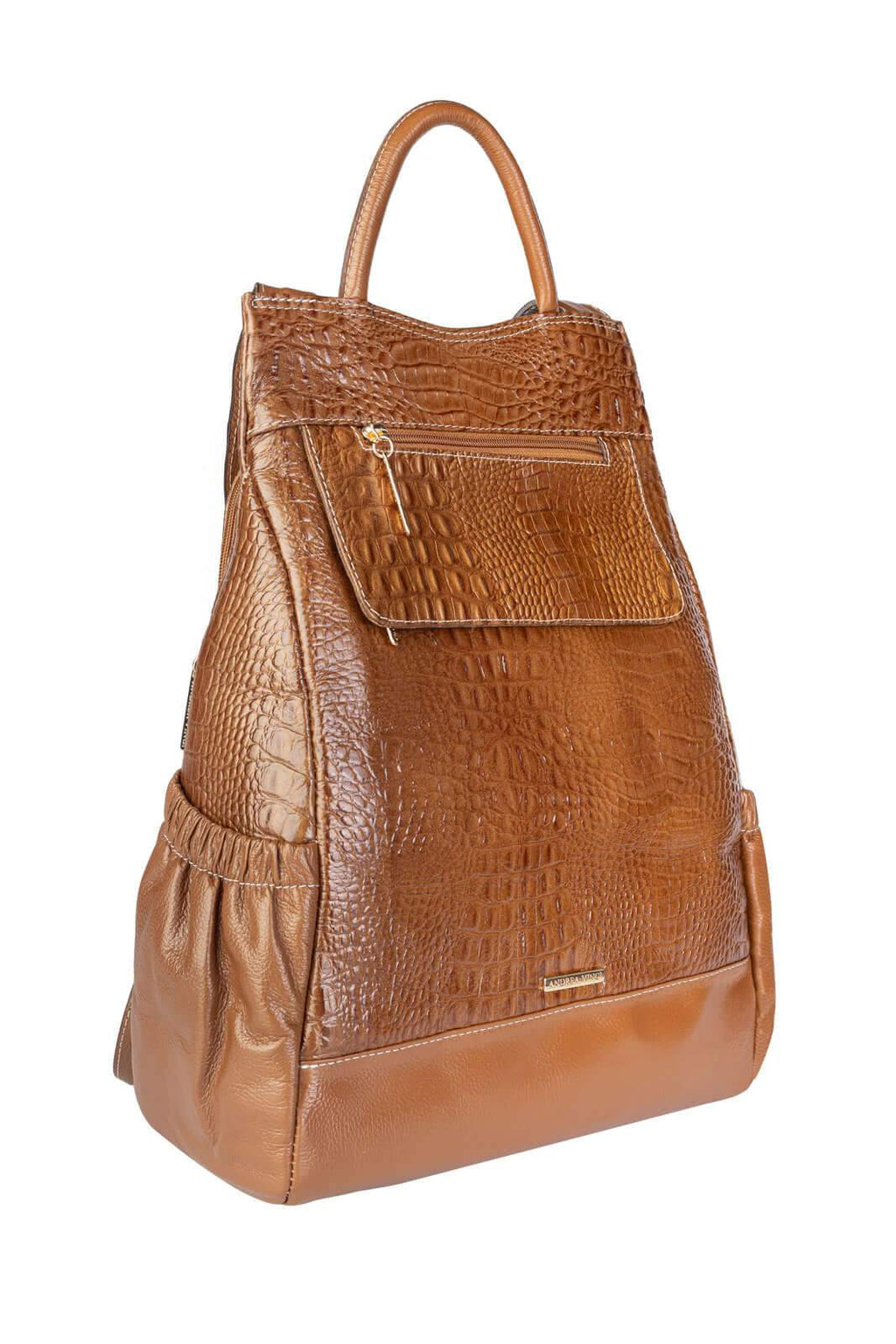 Mochila antifurto de couro croco Suelen - Enluaze