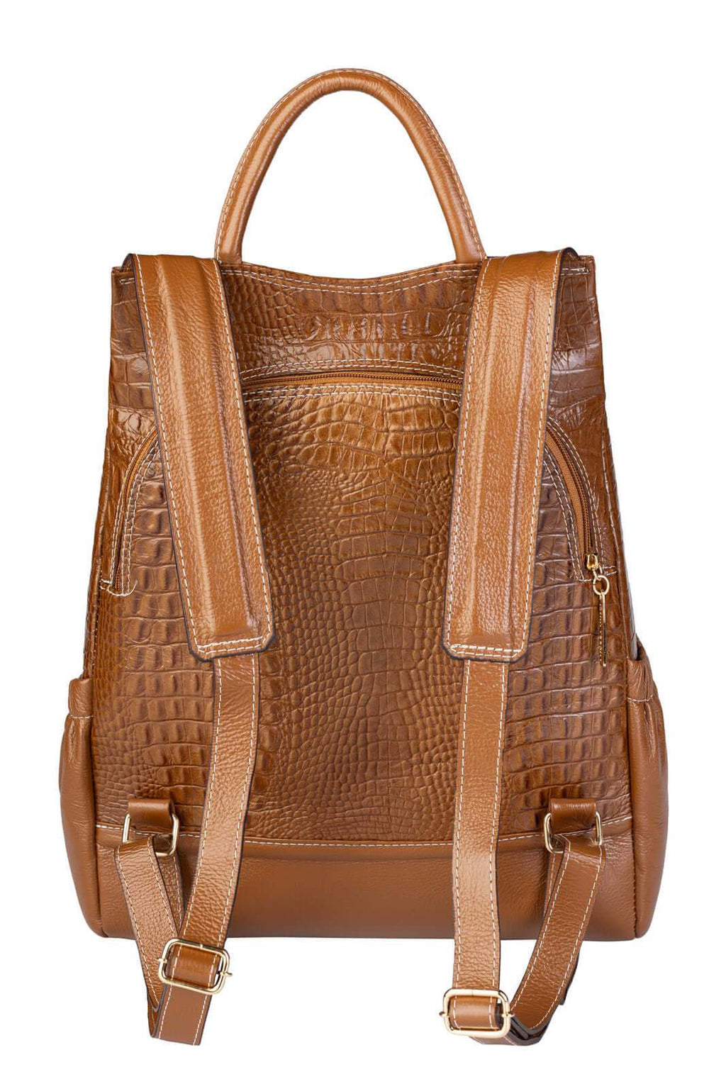 Mochila antifurto de couro croco Suelen - Enluaze