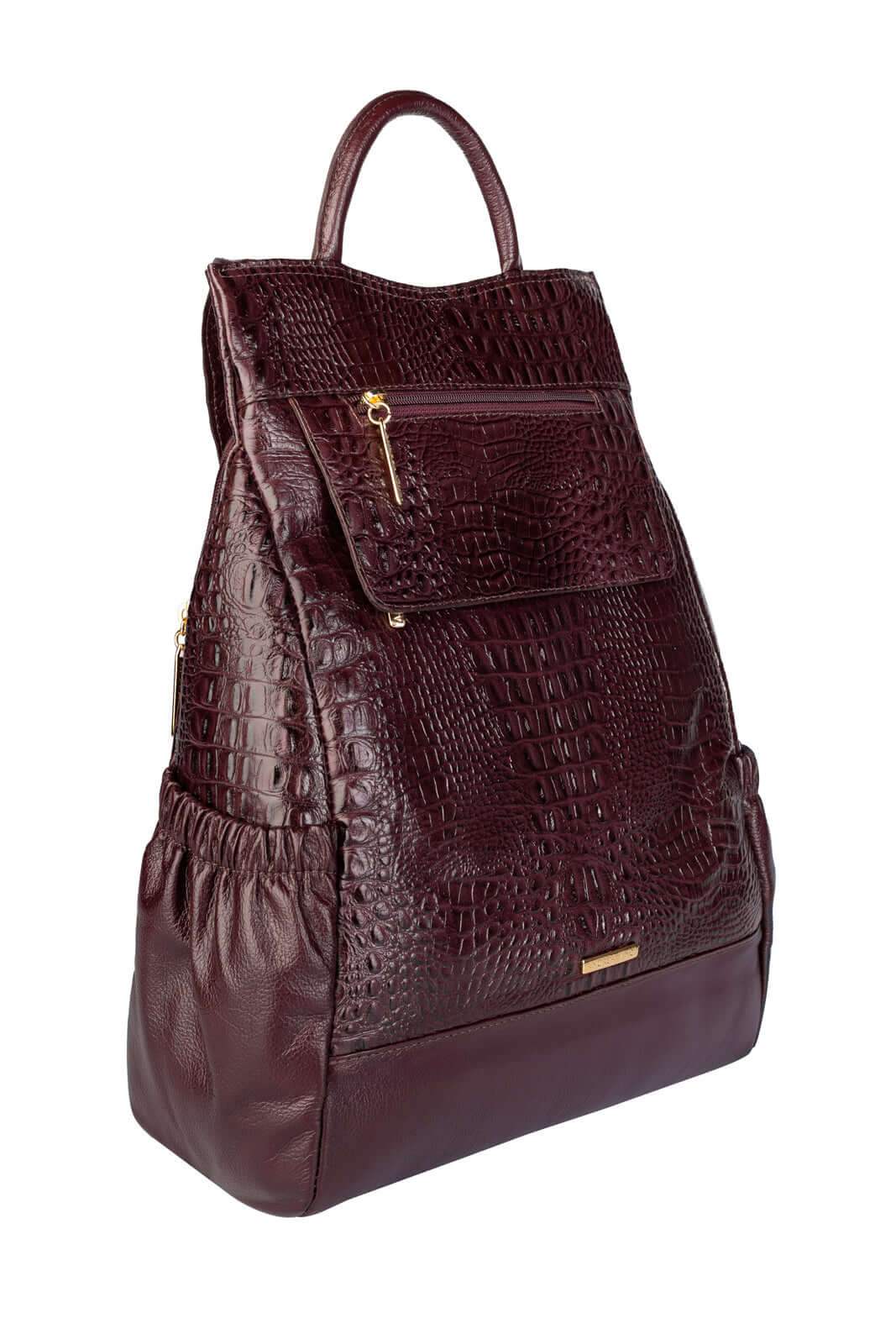 Mochila antifurto de couro croco Suelen - Enluaze