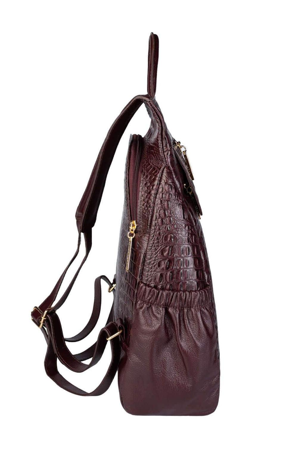 Mochila antifurto de couro croco Suelen - Enluaze