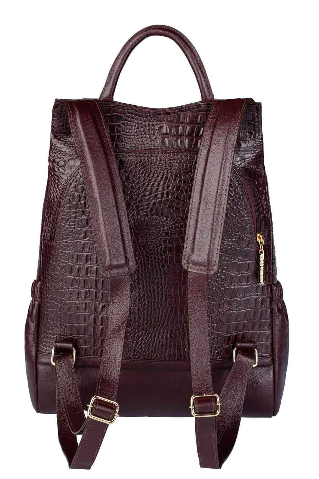 Mochila antifurto de couro croco Suelen - Enluaze