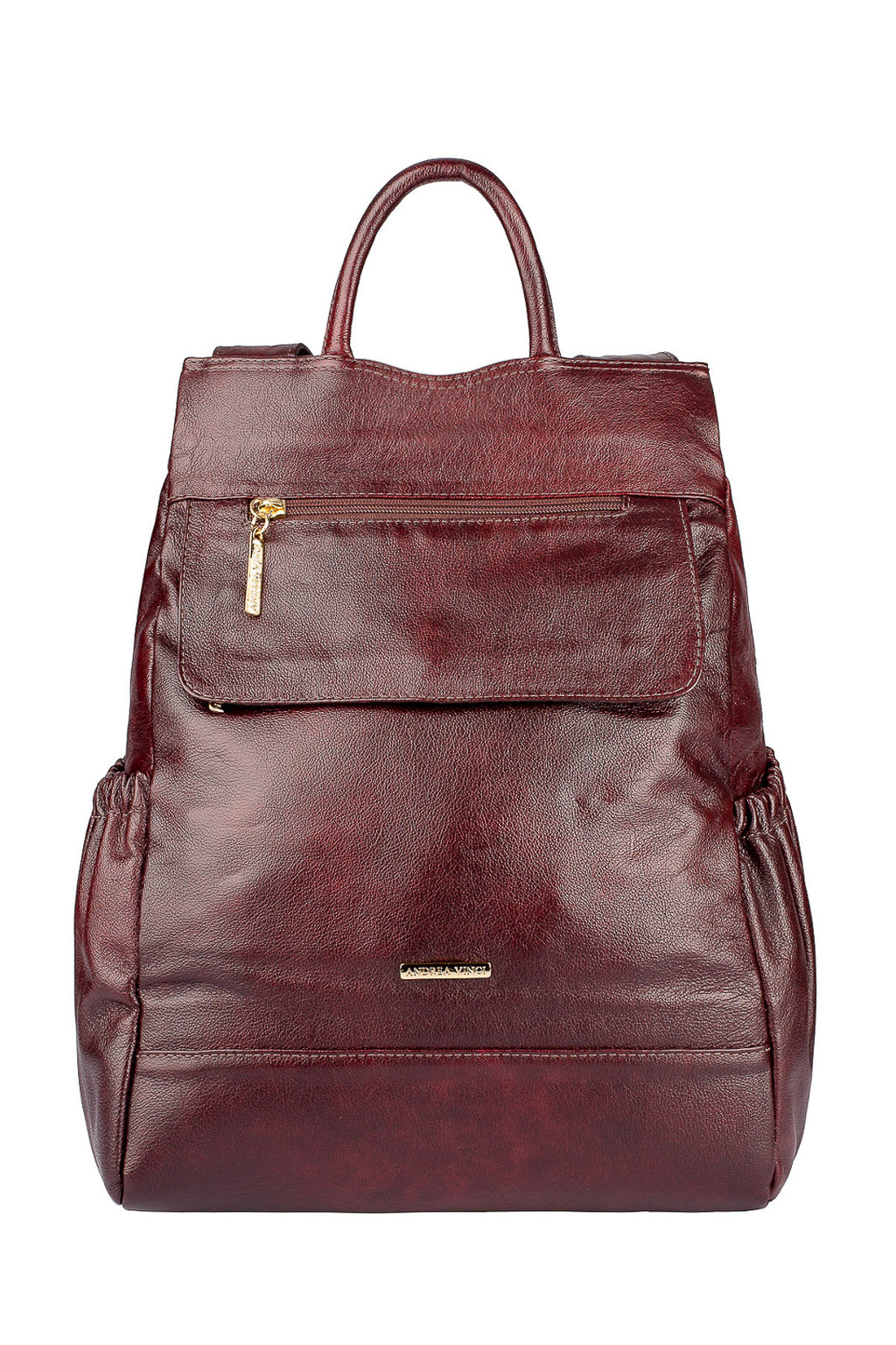 Mochila antifurto de couro liso Suelen