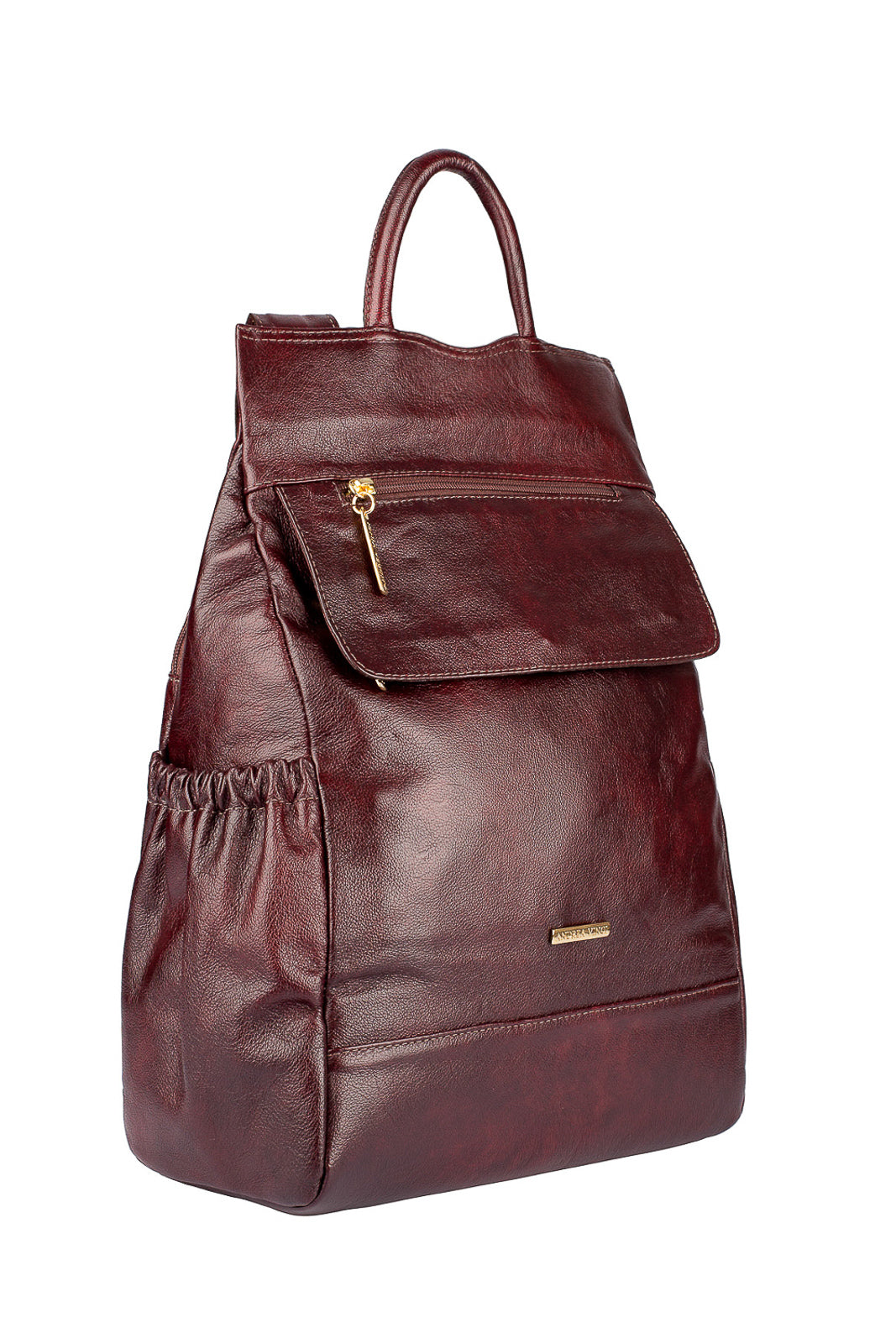 Mochila antifurto de couro liso Suelen