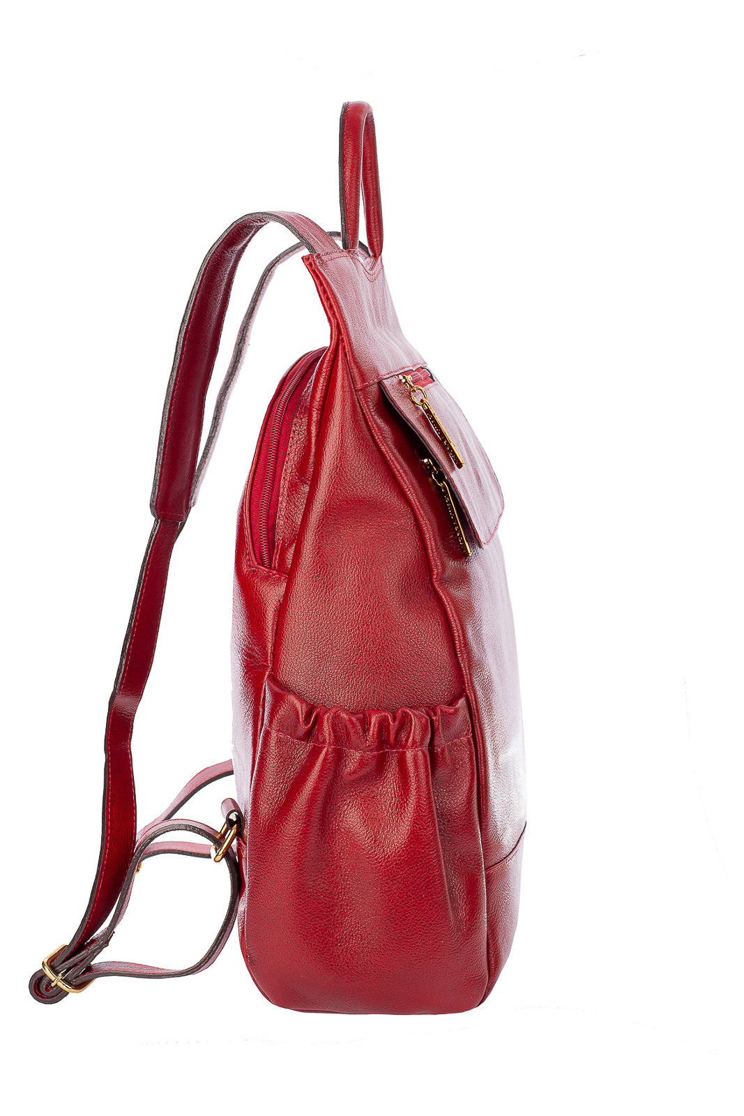 Mochila antifurto de couro liso Suelen