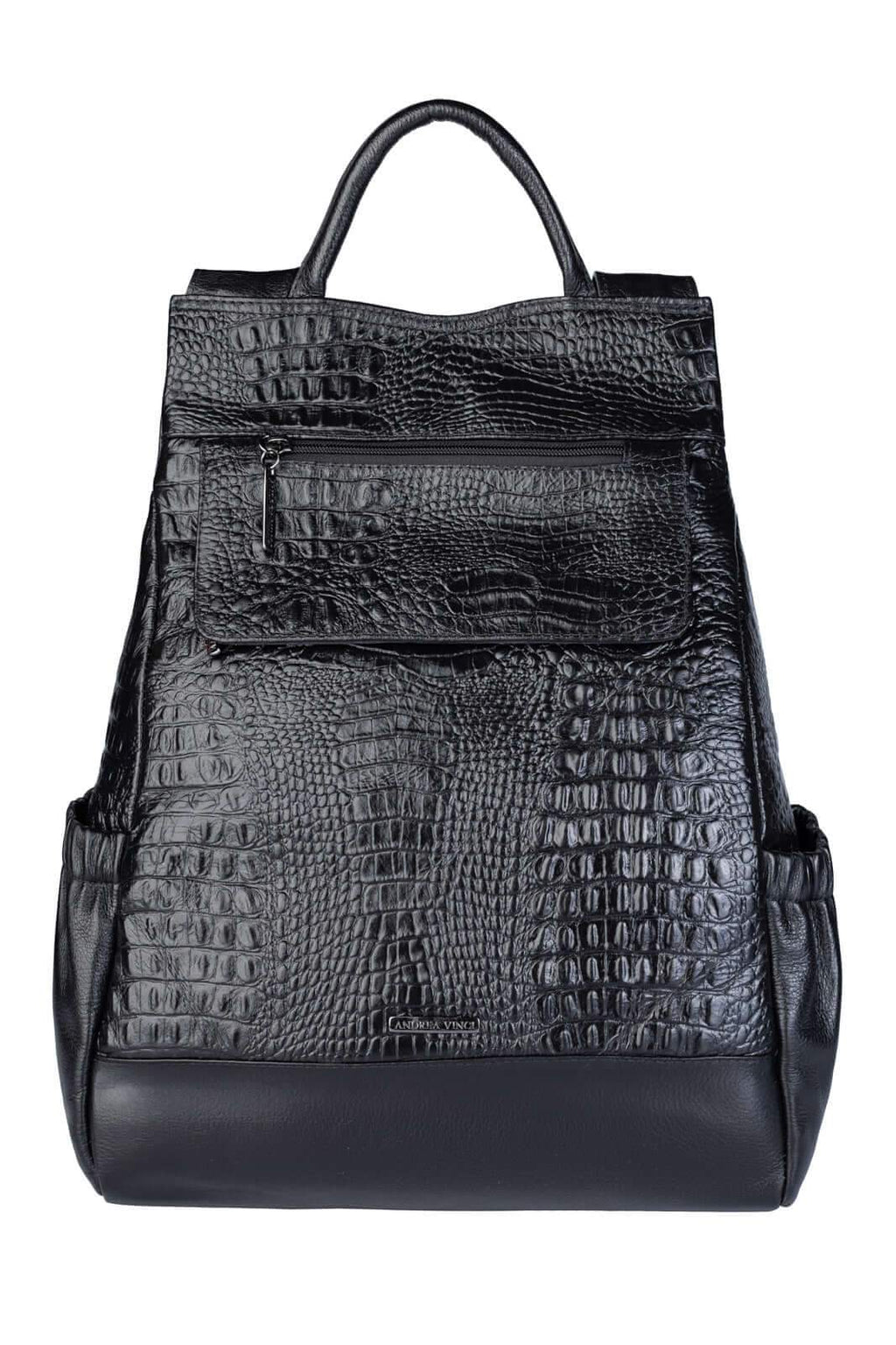 Mochila antifurto de couro croco metais grafite Suelen - Enluaze
