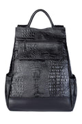 Mochila antifurto de couro croco metais grafite Suelen - Enluaze