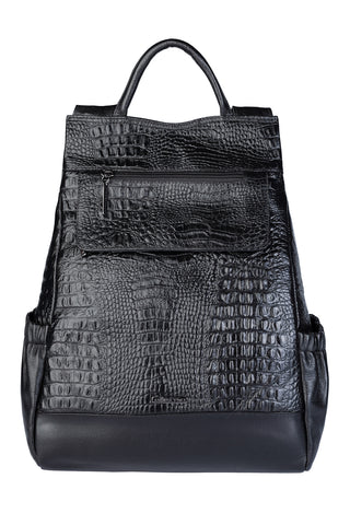 Mochila antifurto de couro croco grafite Suelen