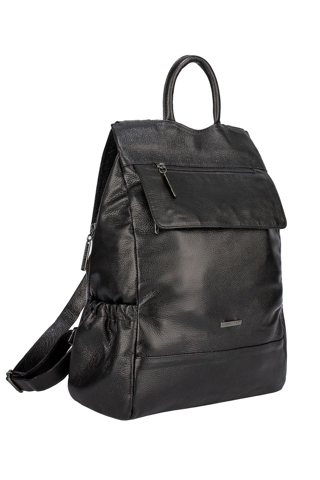 Mochila antifurto de couro liso metais grafite Suelen