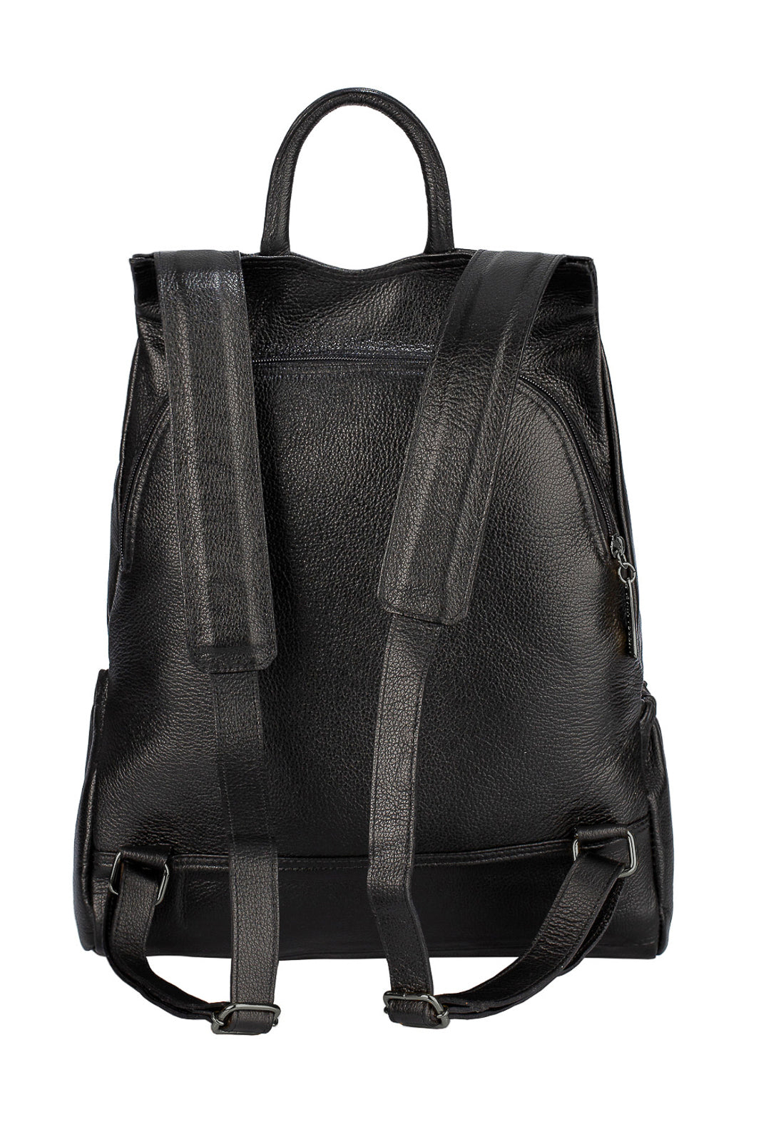 Mochila antifurto de couro liso metais grafite Suelen