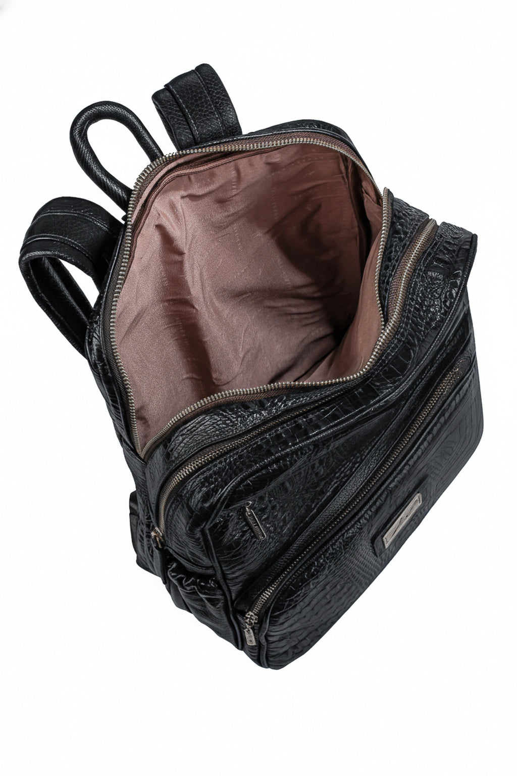 Mochila grande de couro croco metais grafite Zooey