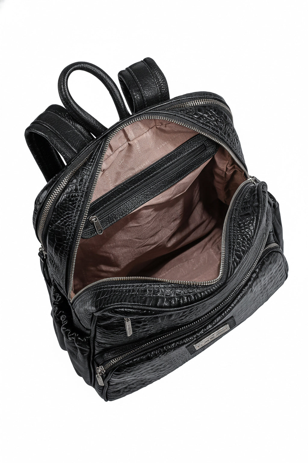 Mochila grande de couro croco metais grafite Zooey