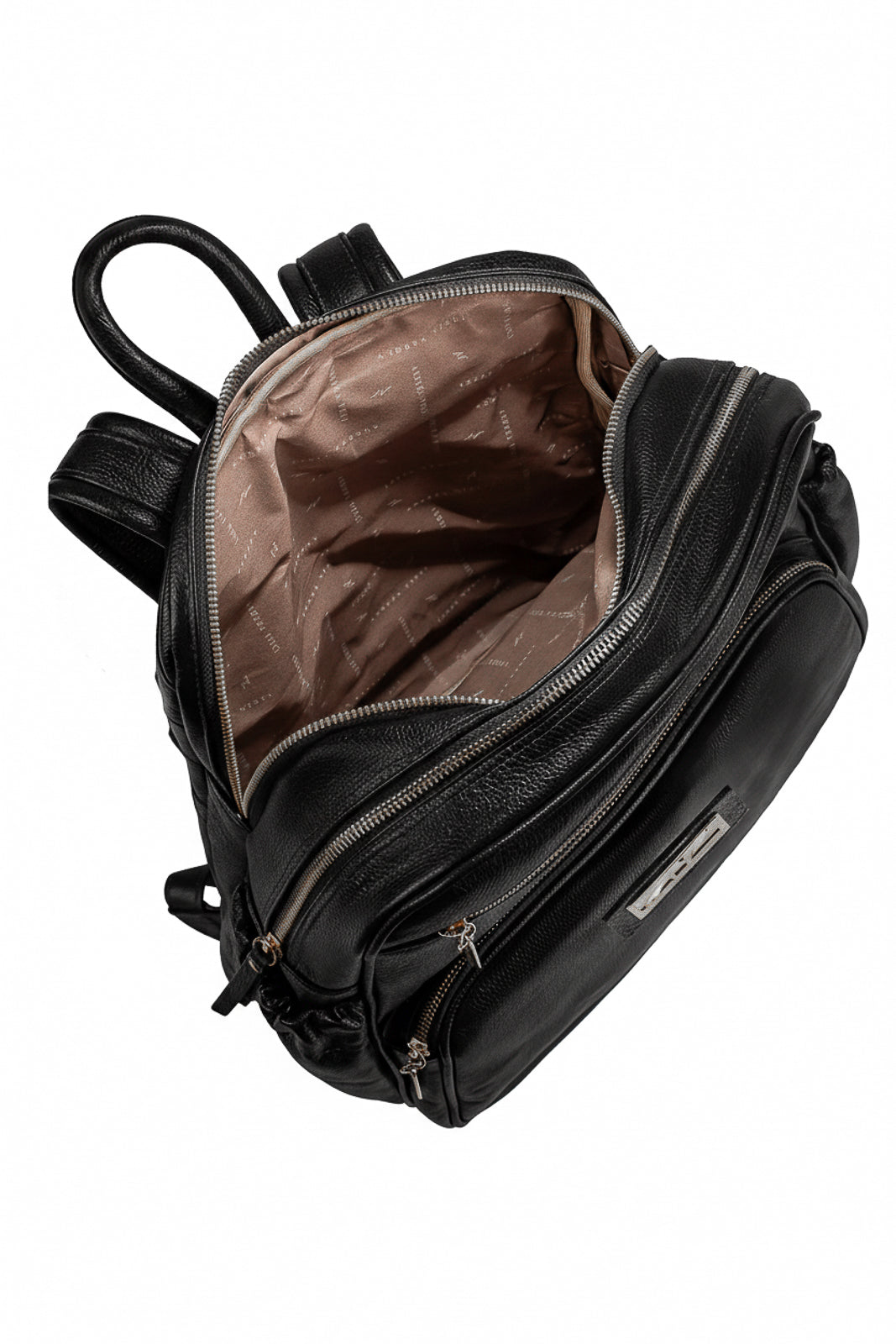 Mochila grande de couro liso metais grafite Zooey