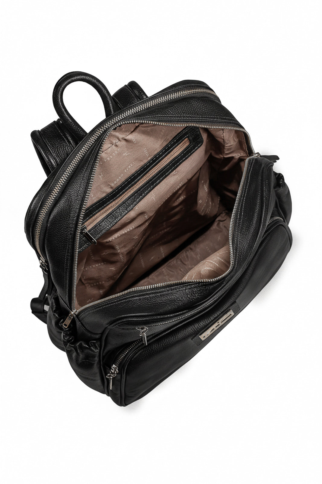 Mochila grande de couro liso metais grafite Zooey