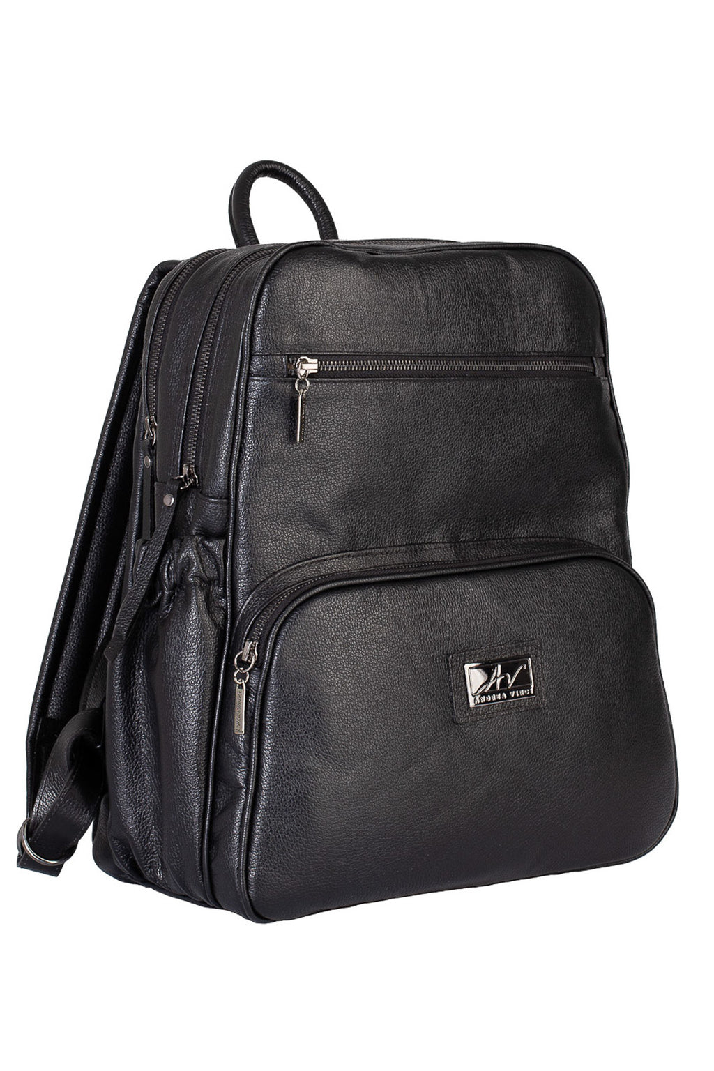 Mochila grande de couro liso metais grafite Zooey