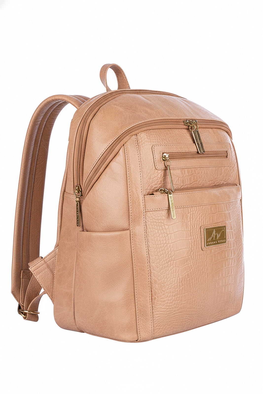 Mochila grande de couro croco Marcela