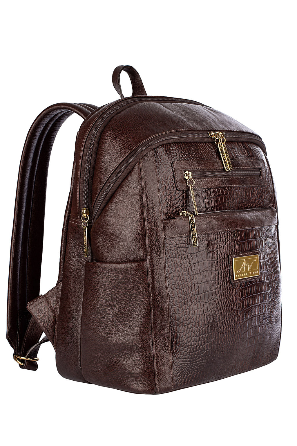 Mochila grande de couro croco Marcela