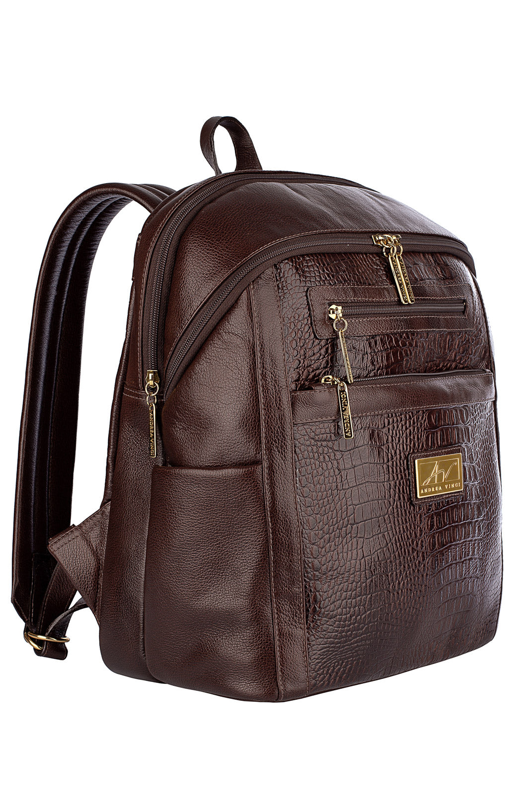 Mochila grande de couro croco Marcela