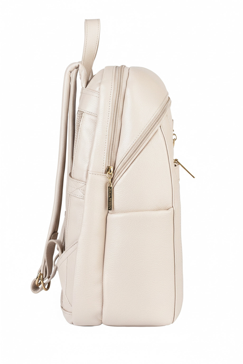 Mochila grande de couro liso Marcela