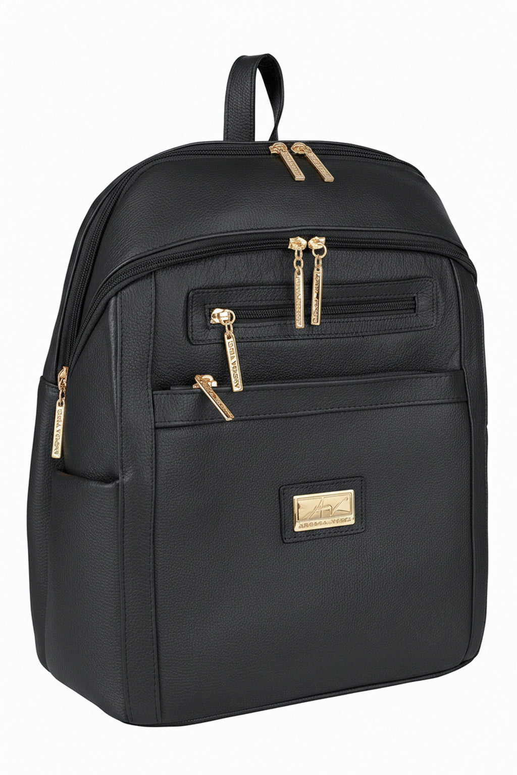 Mochila grande de couro liso Marcela