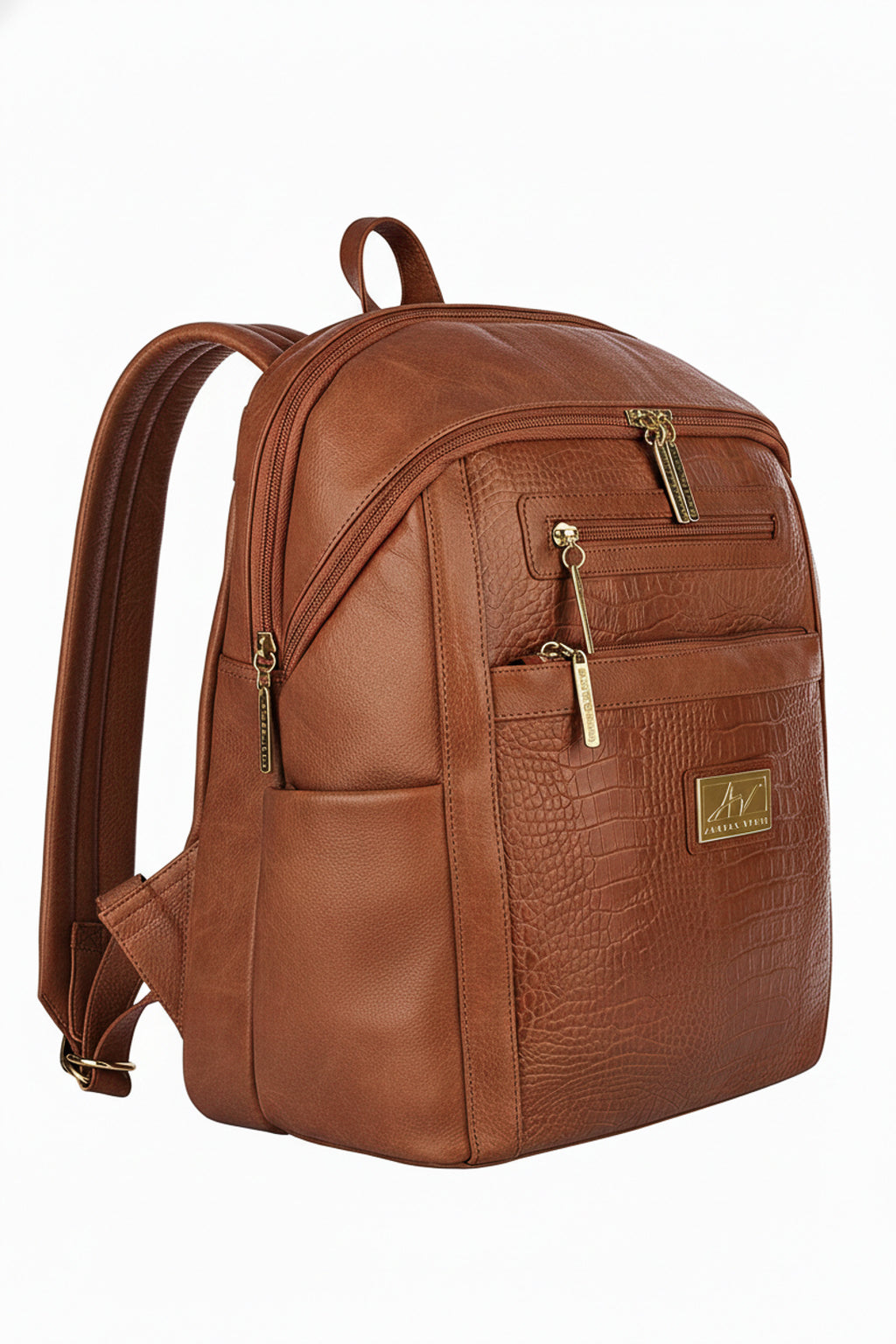 Mochila grande de couro croco Marcela