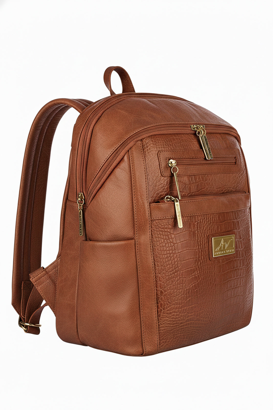 Mochila grande de couro croco Marcela