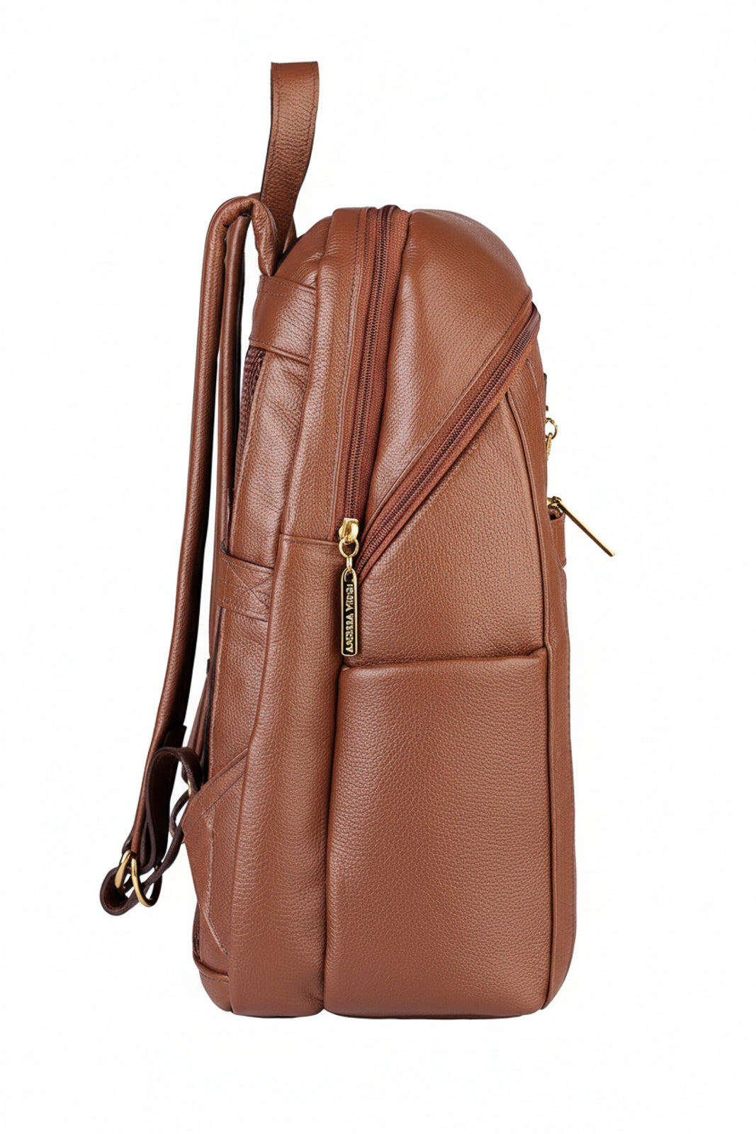 Mochila grande de couro liso Marcela