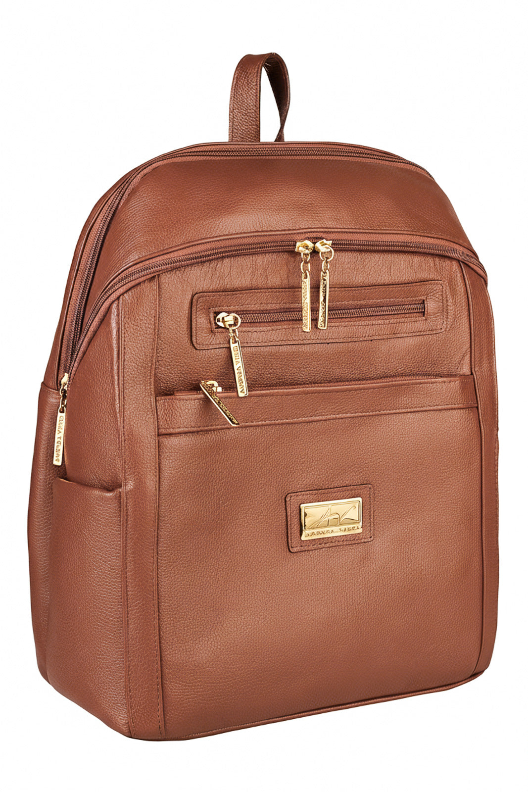 Mochila grande de couro liso Marcela