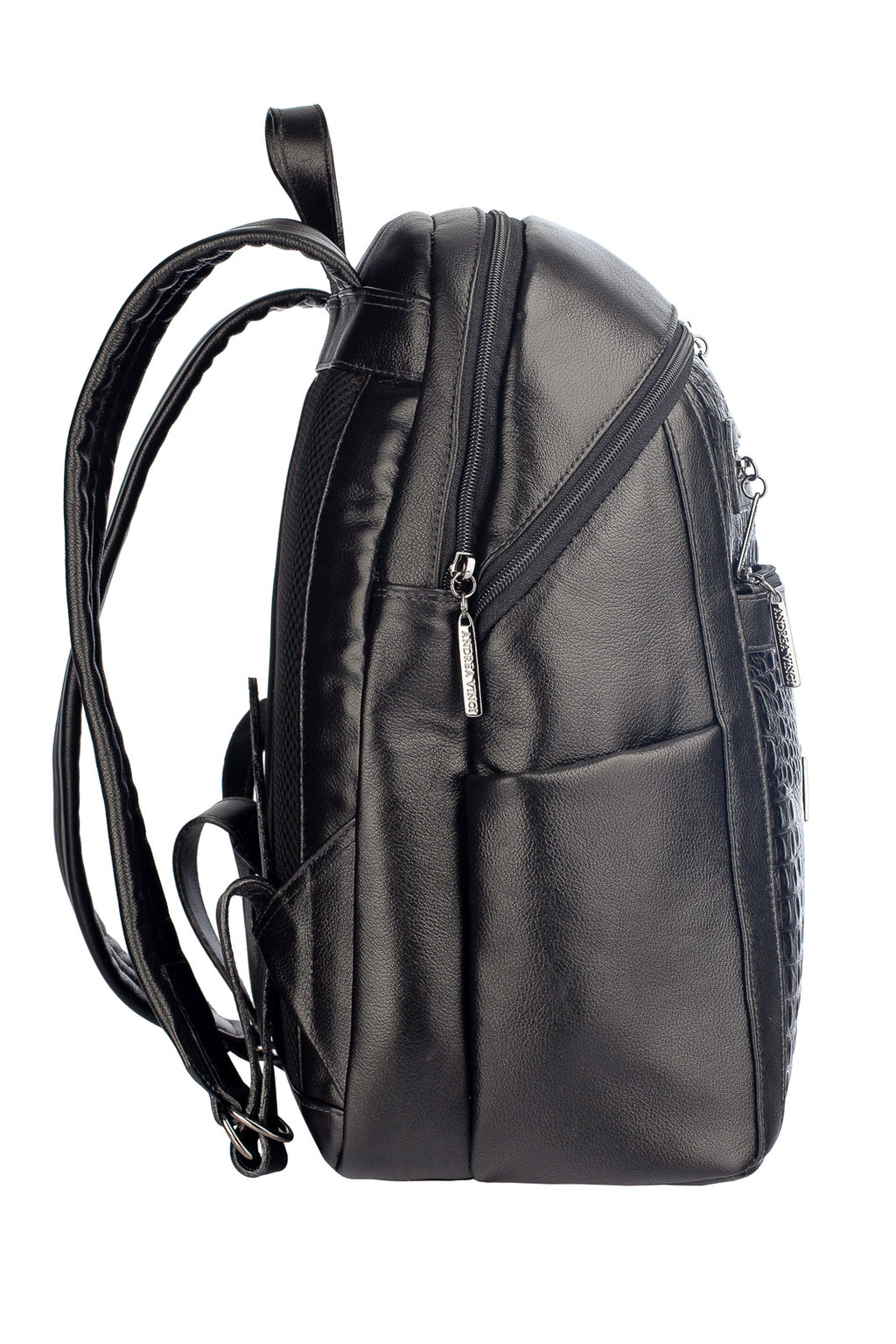 Mochila grande de couro metais croco grafite Marcela