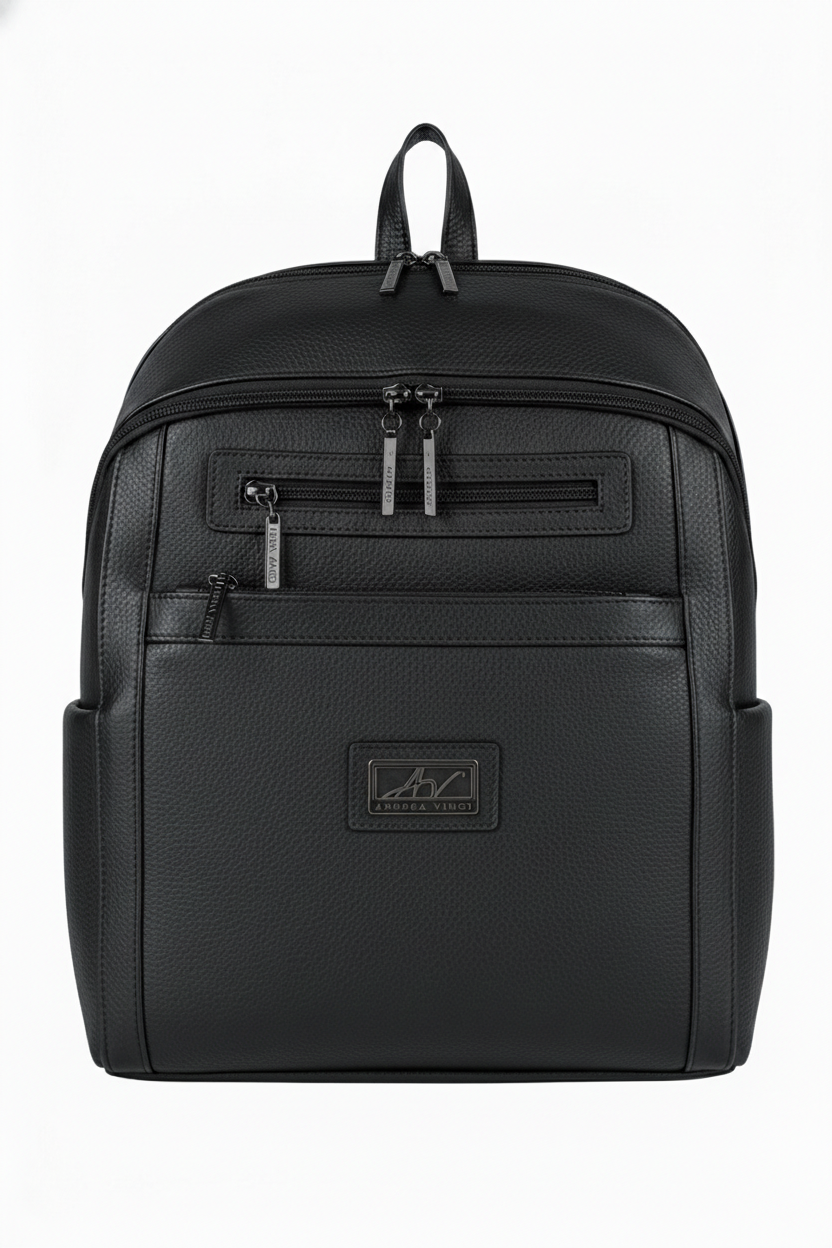 Mochila grande de couro liso metais grafite Marcela